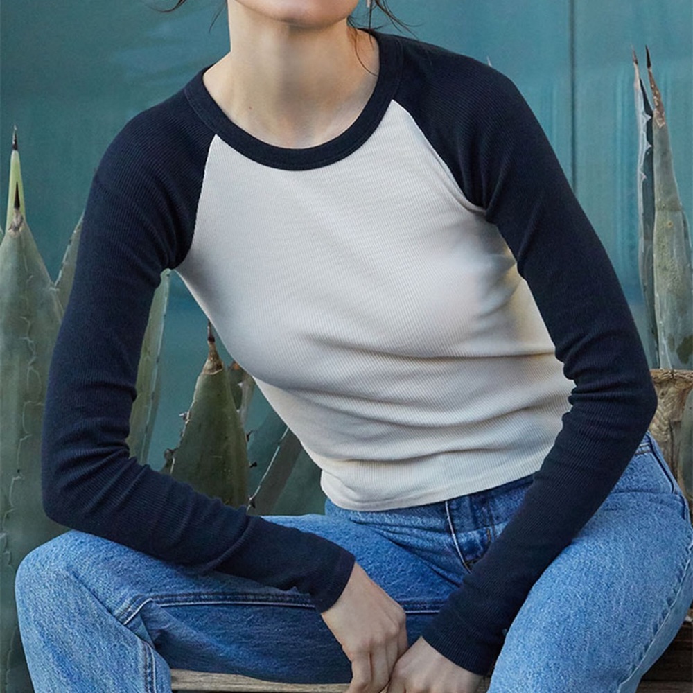 John Galt White & Black Bella Long Sleeve Colorblock Top
